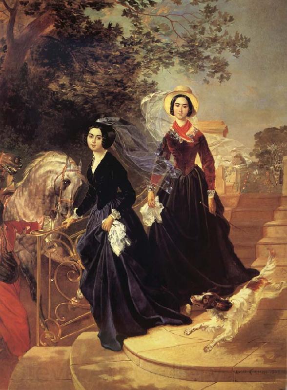 Karl Briullov Portrait of The Shishmariov sisters,Olga and Alexandra France oil painting art